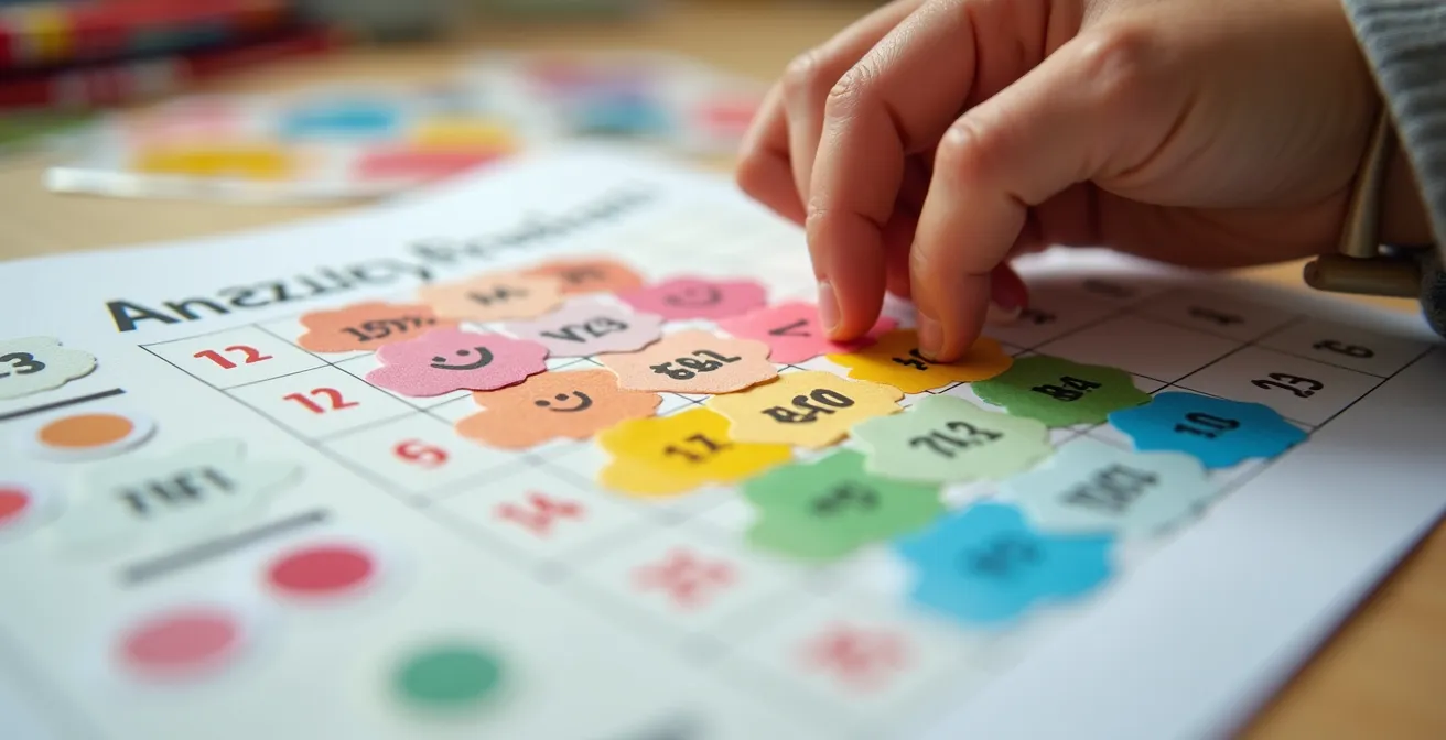 Colorful emotion tracking journal with emoji stickers for children