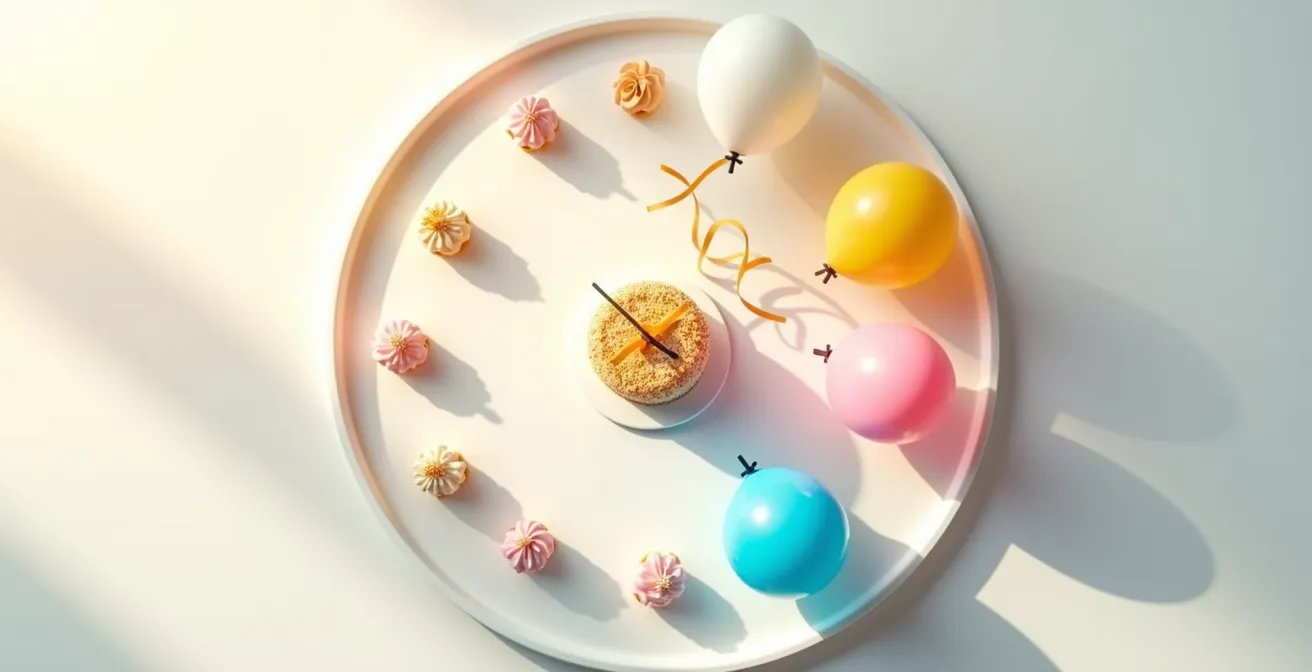 Visual timeline showing children's energy levels throughout the day with party activities